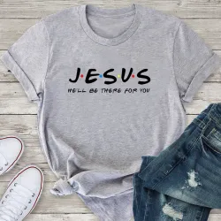 Jesus Friends Print Women Tshirts Cotton